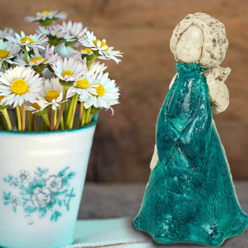Figurka anioła Natalie - turkus -  17 x 5 cm figurka dekoracyjna