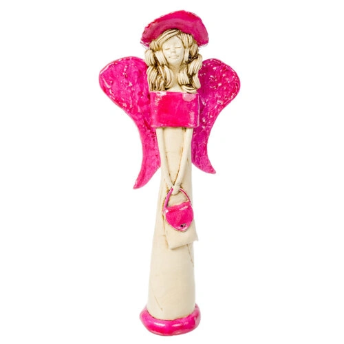 Figurka anioła Coco - różowa pink -  30 x 14 cm figurka dekoracyjna