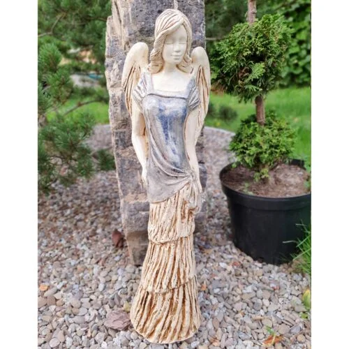 Figurka anioła Victoria - szary Jeans -  62 x 19 cm figurka dekoracyjna