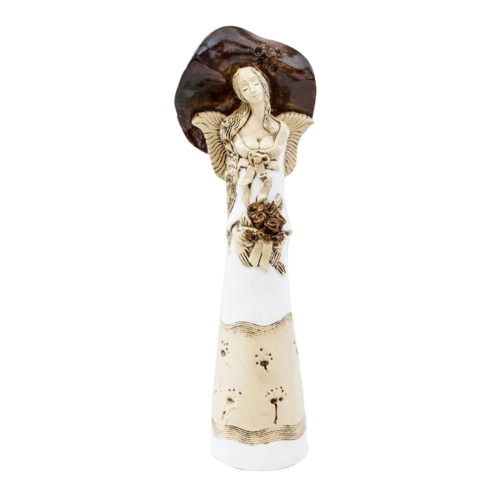 Figurka anioła Mabel - biała z brązem -  47 x 18 cm figurka dekoracyjna