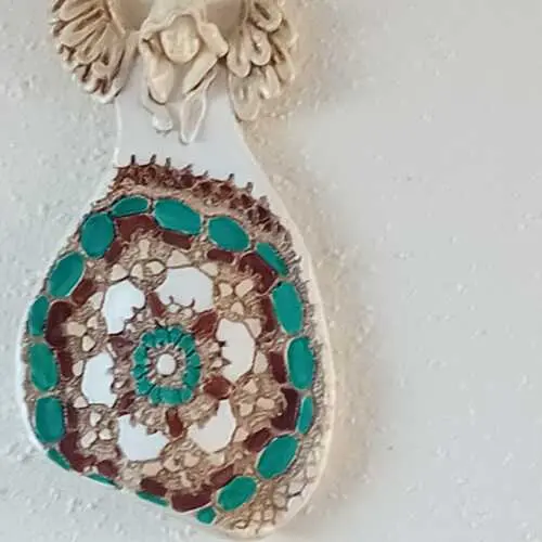 Figurka anioła obfitości - biały turkus -  31 x 16 cm figurka dekoracyjna