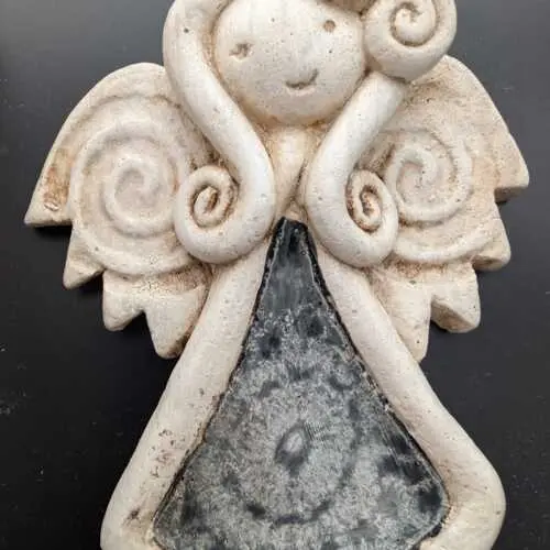 Figurka aniołka 1472 - Szara -  10 x 7 cm figurka dekoracyjna