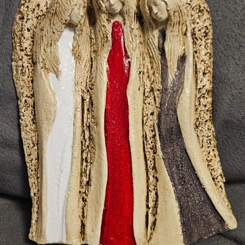 Figurka aniołów Wiara Nadzieja Miłość - biały szary bordo -  28 x 20 cm figurka dekoracyjna