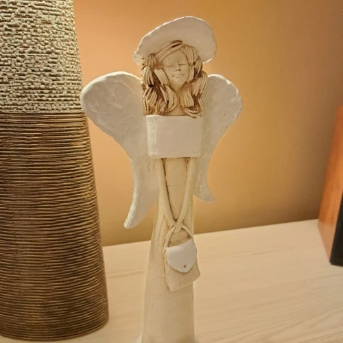 Figurka anioła Coco - biała -  30 x 14 cm figurka dekoracyjna