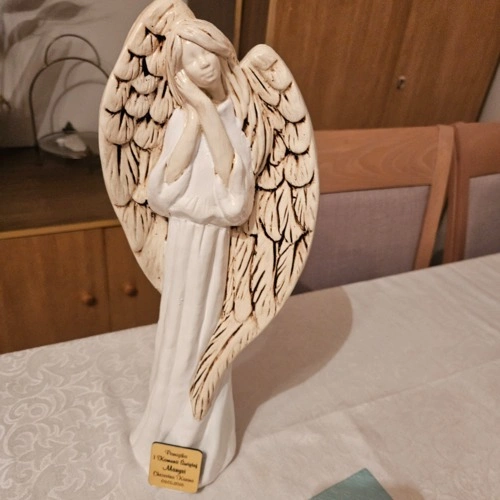 Figurka anioła Gabriel - biała -  40 x 18 cm figurka dekoracyjna