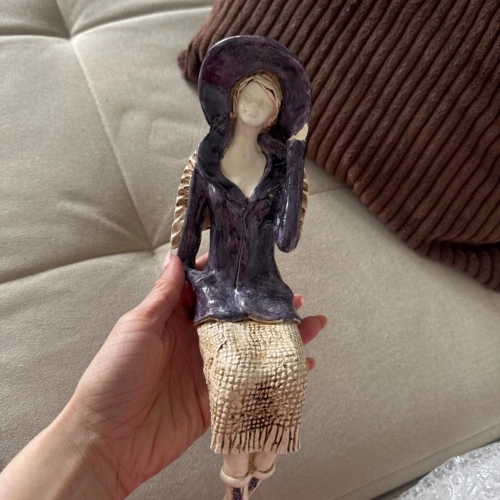 Figurka anioła Megan - szary -  20 x 9 cm figurka dekoracyjna
