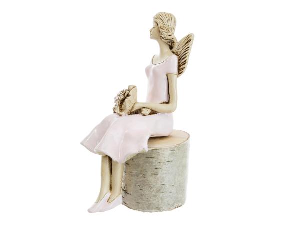 Figurka anioła Pauline - różowa -  20 x 9 cm