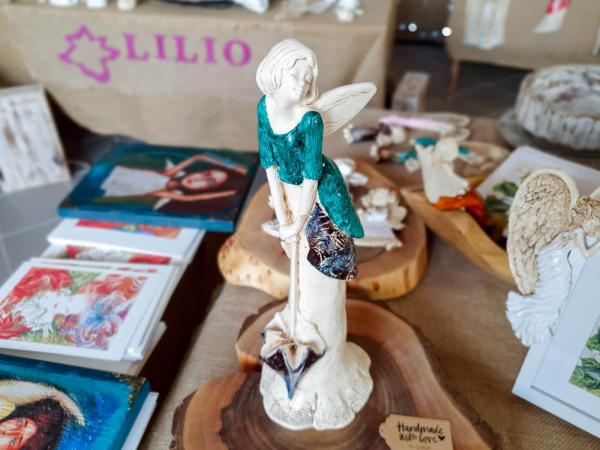 Figurka anioła Annabel - turkus -  35 x 15 cm