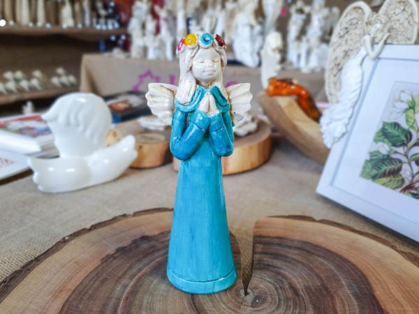 Figurka anioła Eva - turkusowa -  15 cm