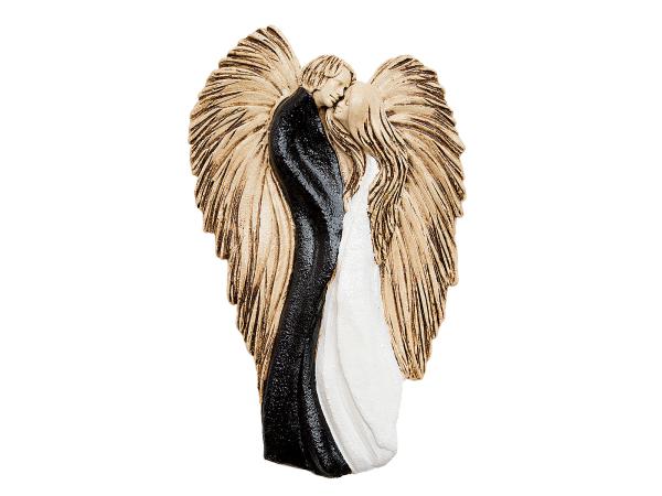 Figurka zakochanych aniołów - wisząca biało czarna -  35 x 21 cm