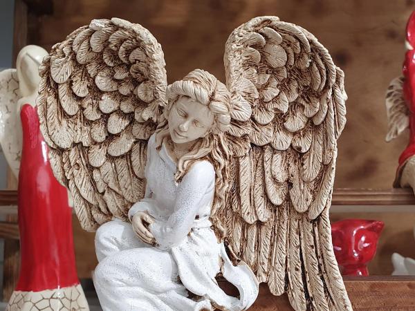 Anioł Pokory - biały lewy -  15 x 11.5 cm