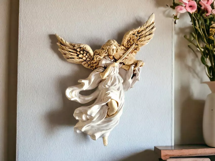 Figurka Anioł ze Skrzypcami - biała -  25 x 33 cm figurka dekoracyjna