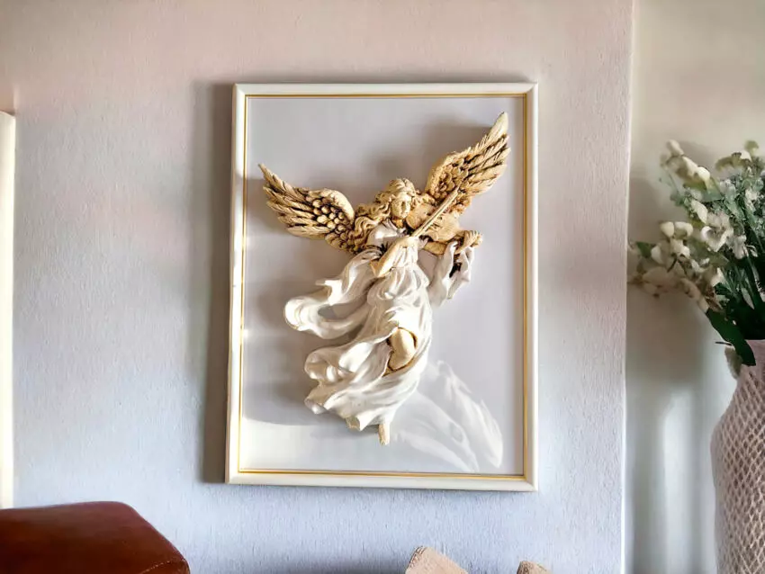 Figurka Anioł ze Skrzypcami - biała -  25 x 33 cm figurka dekoracyjna