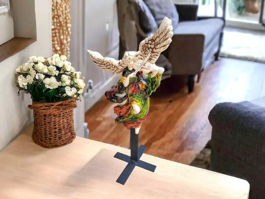 Figurka Anioł ze Skrzypcami - zielony brąz -  25 x 33 cm figurka dekoracyjna