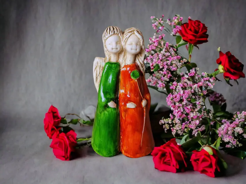 Figurka aniołów Apple & Ella - zielony pomarańcz -  18 x 10 cm figurka dekoracyjna